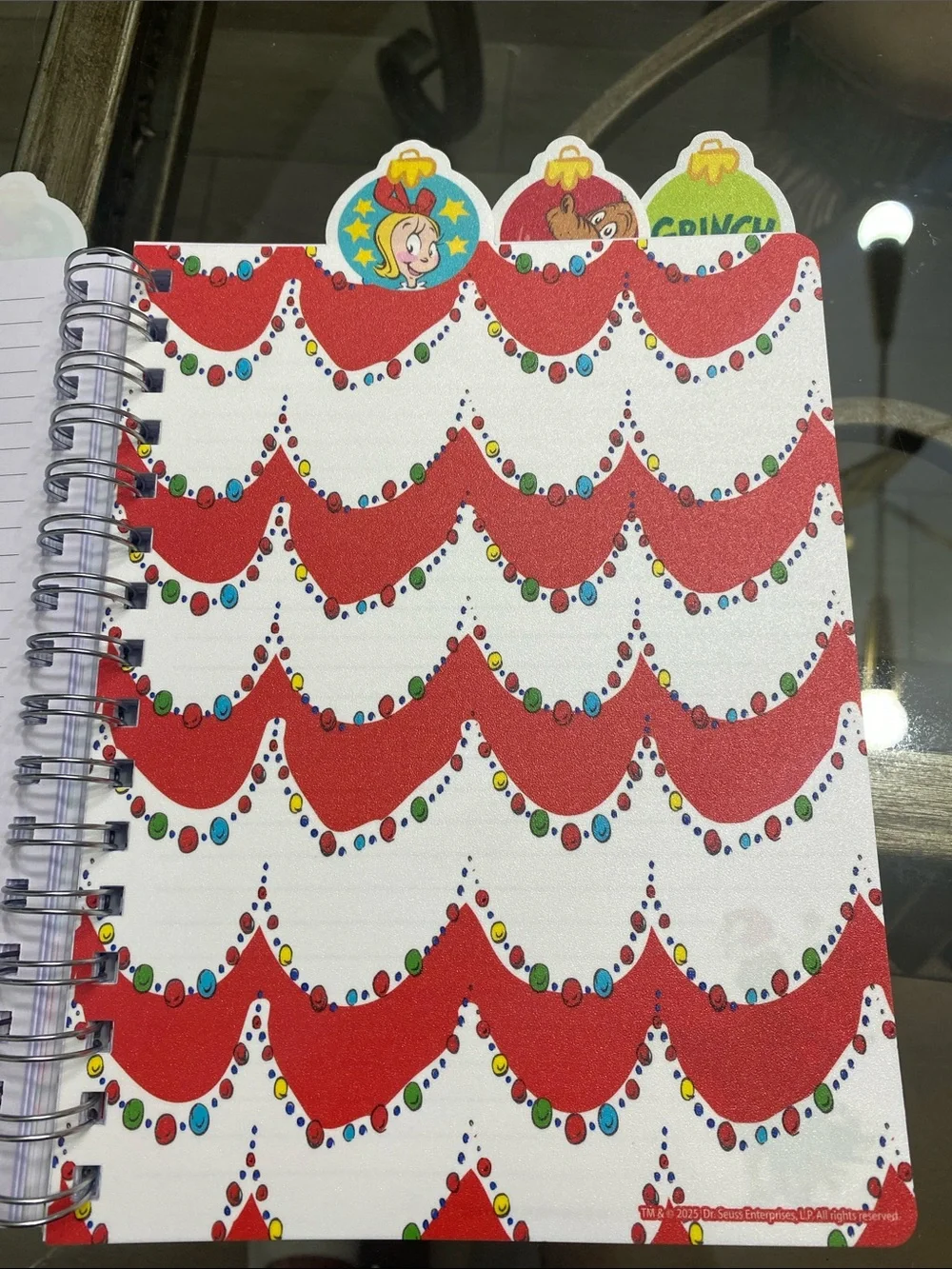 The Grinch Spiral journal Notebook with top tabs 96 sheets. NWT